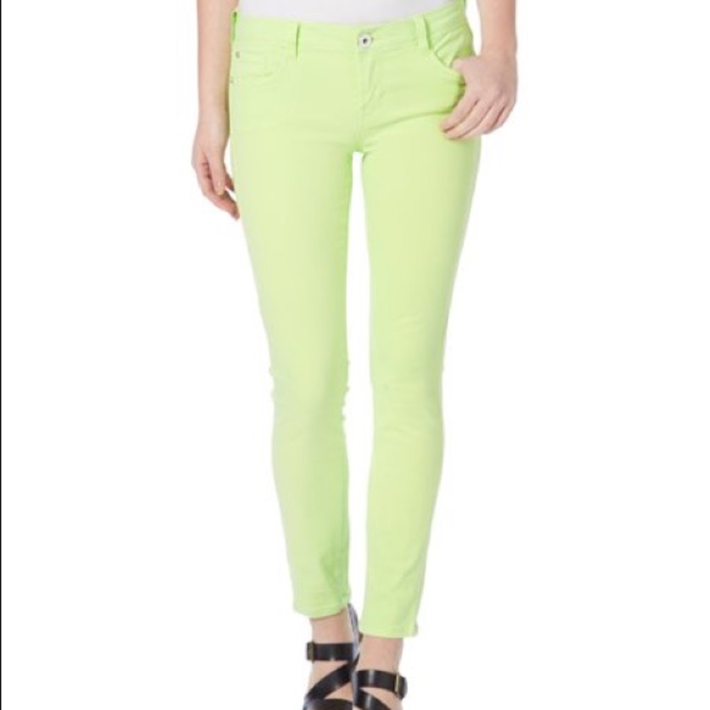 Kensie Jeans skinny stretch pants neon lime green